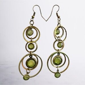 Green Multi Circle Drop Earrings - Unbranded